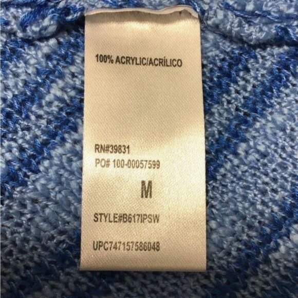 Democracy Women’s Asymmetric Open Knit Longline Sweater, Blue, size M - Picture 7 of 9